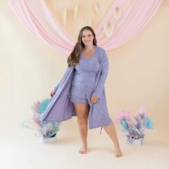 Women’s Lounge Robe In Taro Leopard