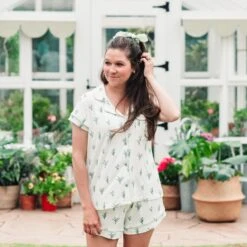 Women’s Short Sleeve Pajama Set In Eucalyptus