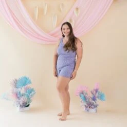 Women’s Tank Set In Taro Leopard -Kyte Baby kyte baby women s tank set women s tank set in taro leopard 32329605578863