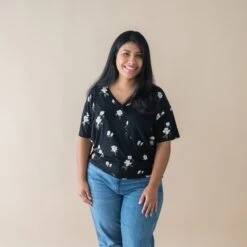 Women’s Relaxed Fit V-Neck In Big Midnight Magnolia -Kyte Baby kyte baby women s v neck women s relaxed fit v neck in big midnight magnolia 31774583783535