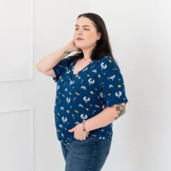 Women’s Relaxed Fit V-Neck In Ravenclaw™ -Kyte Baby kyte baby women s v neck women s relaxed fit v neck in ravenclaw 32480452051055