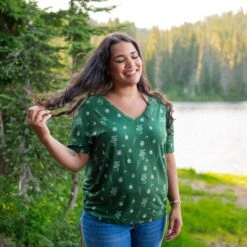 Women’s Relaxed Fit V-Neck In Slytherin™ -Kyte Baby kyte baby women s v neck women s relaxed fit v neck in slytherin 32475962867823