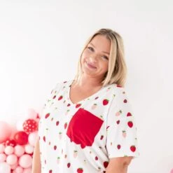 Women’s Relaxed Fit V-Neck In Strawberry -Kyte Baby kyte baby women s v neck women s relaxed fit v neck in strawberry 31859692306543