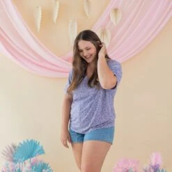 Women’s Relaxed Fit V-Neck In Taro Leopard -Kyte Baby kyte baby women s v neck women s relaxed fit v neck in taro leopard 32329605087343