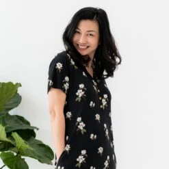 Midi Lounge Dress In Big Midnight Magnolia 9 Midi Lounge Dress In Big Midnight Magnolia -Kyte Baby kyte baby womens tiered dress midi lounge dress in big midnight magnolia 31944311439471