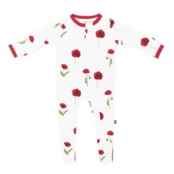 Zippered Footie In Cloud Poppies