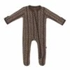Zippered Footie In Espresso Herringbone -Kyte Baby kyte baby zippered footies zippered footie in espresso herringbone 32730073661551