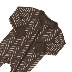 Zippered Footie In Espresso Herringbone -Kyte Baby kyte baby zippered footies zippered footie in espresso herringbone 32730073694319
