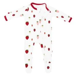 Zippered Footie In Strawberry -Kyte Baby kyte baby zippered footies zippered footie in strawberry 31862556983407