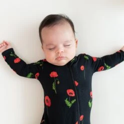Zippered Romper In Midnight Poppies -Kyte Baby kyte baby zippered rompers zippered romper in midnight poppies 32550080577647