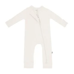 Zippered Romper In Oat 11 Zippered Romper In Oat -Kyte Baby kyte baby zippered rompers zippered romper in oat 32790619619439