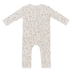 Zippered Romper In Oat Leopard